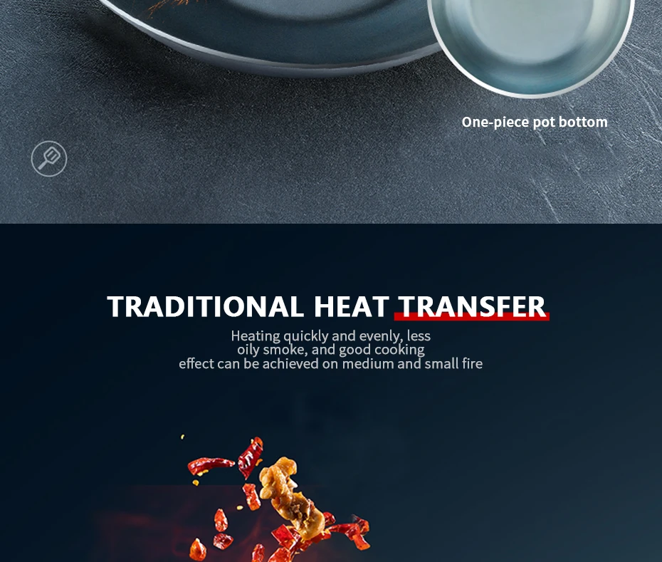 Wok in ferro per condimenti, Wok da 30/32/34 cm con manico in legno Pentole da cucina per padelle elettriche, elettriche a induzione e a gas