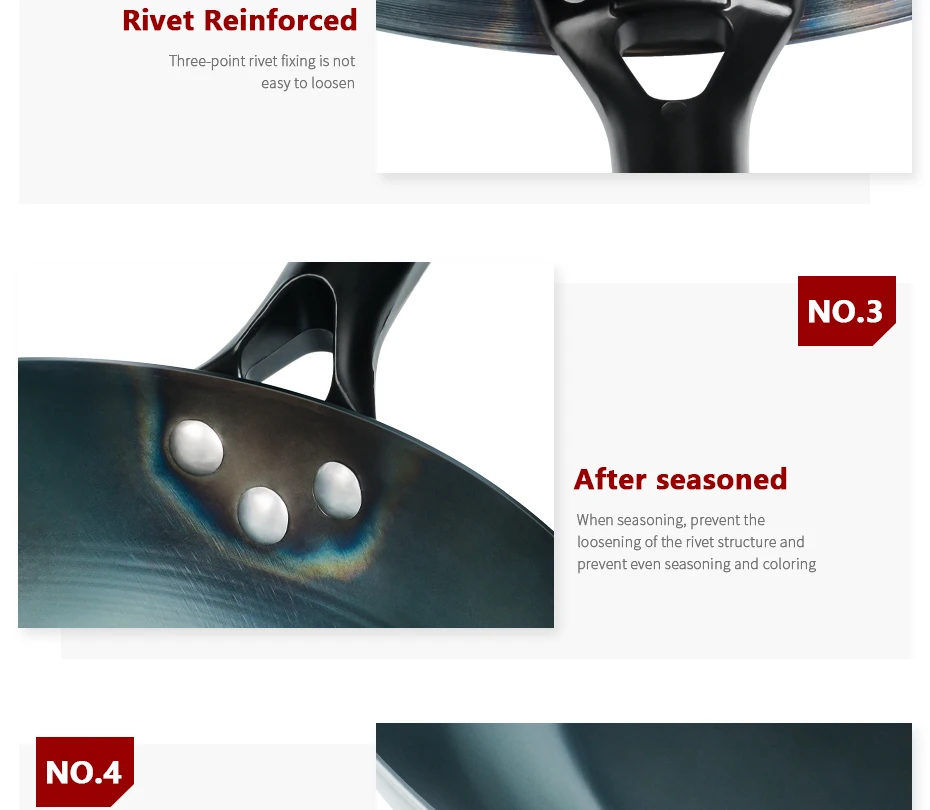 Wok in ferro per condimenti, Wok da 30/32/34 cm con manico in legno Pentole da cucina per padelle elettriche, elettriche a induzione e a gas