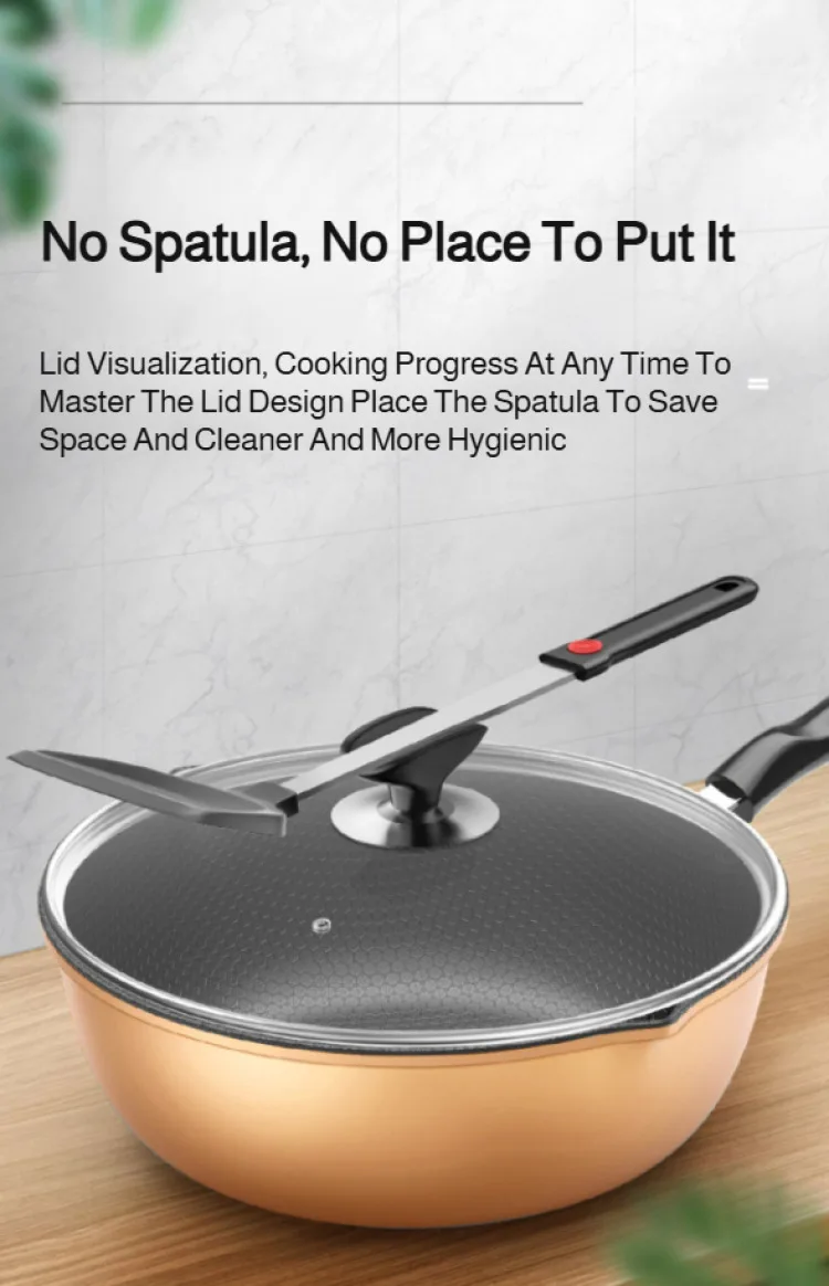 【Padella antiaderente】Wok antiaderente con motivo a nido d'ape - Padella multifunzionale per tutti i stufe, rivestimento antigraffio