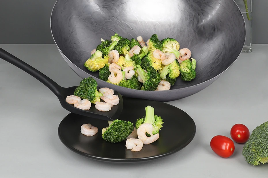 Wok tradizionale in ferro, Wok senza rivestimento forgiato a mano per padella da cucina Manico in legno Wok Pentole da cucina a gas