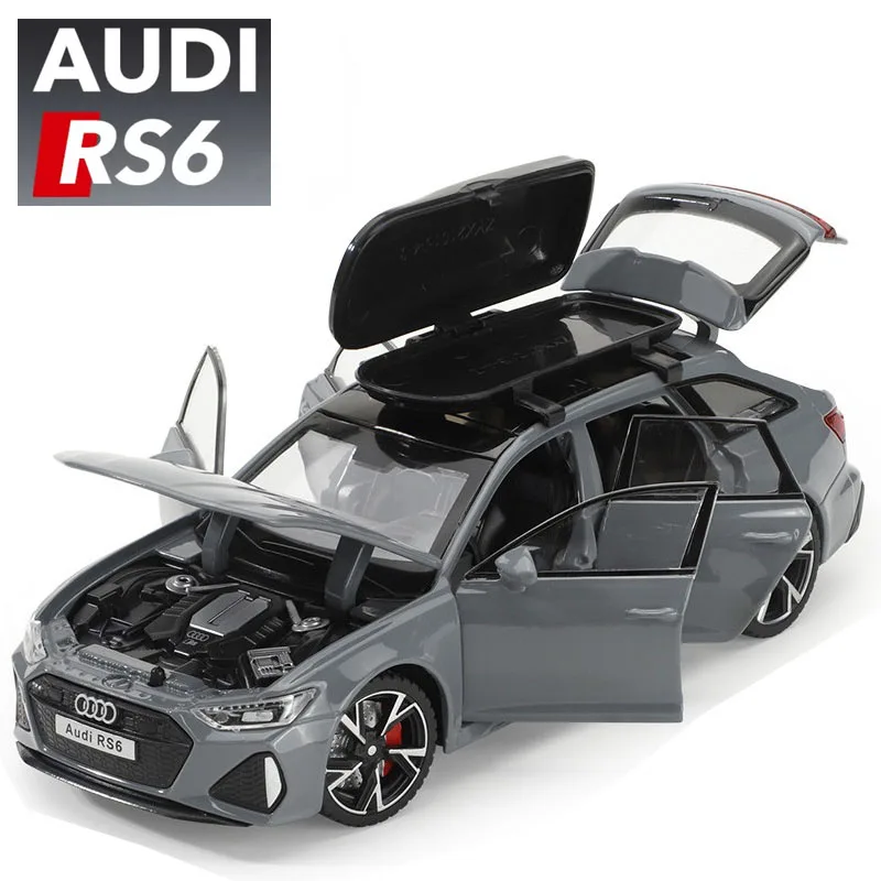 1/32 Audi RS6 Modello di auto giocattolo con porte sonore e luci aperte in lega pressofusa Modello di collezione di veicoli Giocattolo per ragazzo Regalo di festival per adulti