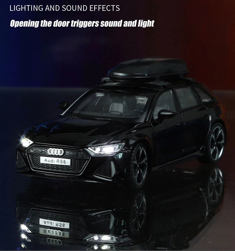 1/32 Audi RS6 Modello di auto giocattolo con porte sonore e luci aperte in lega pressofusa Modello di collezione di veicoli Giocattolo per ragazzo Regalo di festival per adulti