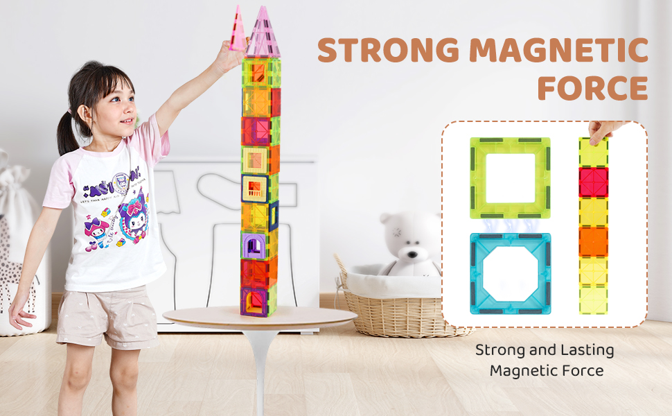 SucceBuy 121PCS Blocchi di Costruzione Magnetici Set Costruzione di Puzzle Foglio Magnetico Piastrelle Ragazzi Ragazze Bambini Montessori Giocattoli Regali