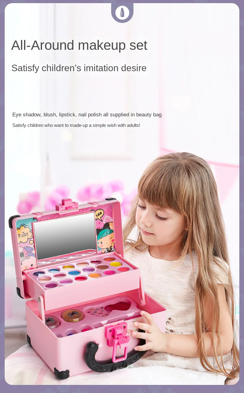 Cosmetici per il trucco dei bambini Fai finta di giocare a scatola Principessa Make Up Girl Toy Set da gioco Rossetto Ombretto Kit di sicurezza non tossico Giocattolo per bambini