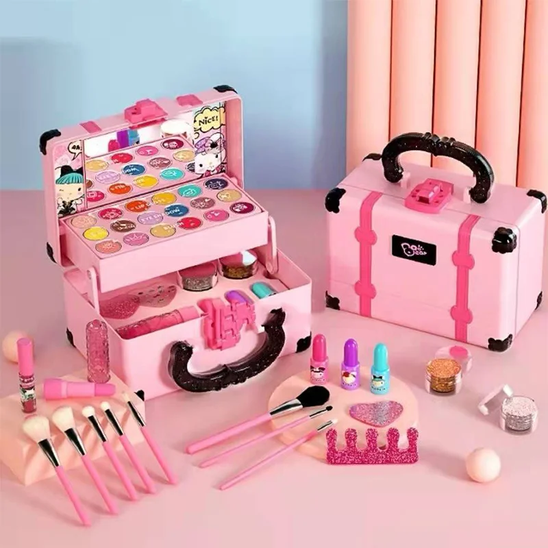 Cosmetici per il trucco dei bambini Fai finta di giocare a scatola Principessa Make Up Girl Toy Set da gioco Rossetto Ombretto Kit di sicurezza non tossico Giocattolo per bambini