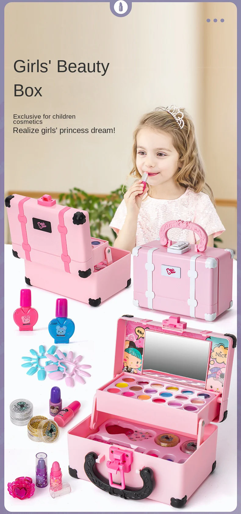 Cosmetici per il trucco dei bambini Fai finta di giocare a scatola Principessa Make Up Girl Toy Set da gioco Rossetto Ombretto Kit di sicurezza non tossico Giocattolo per bambini