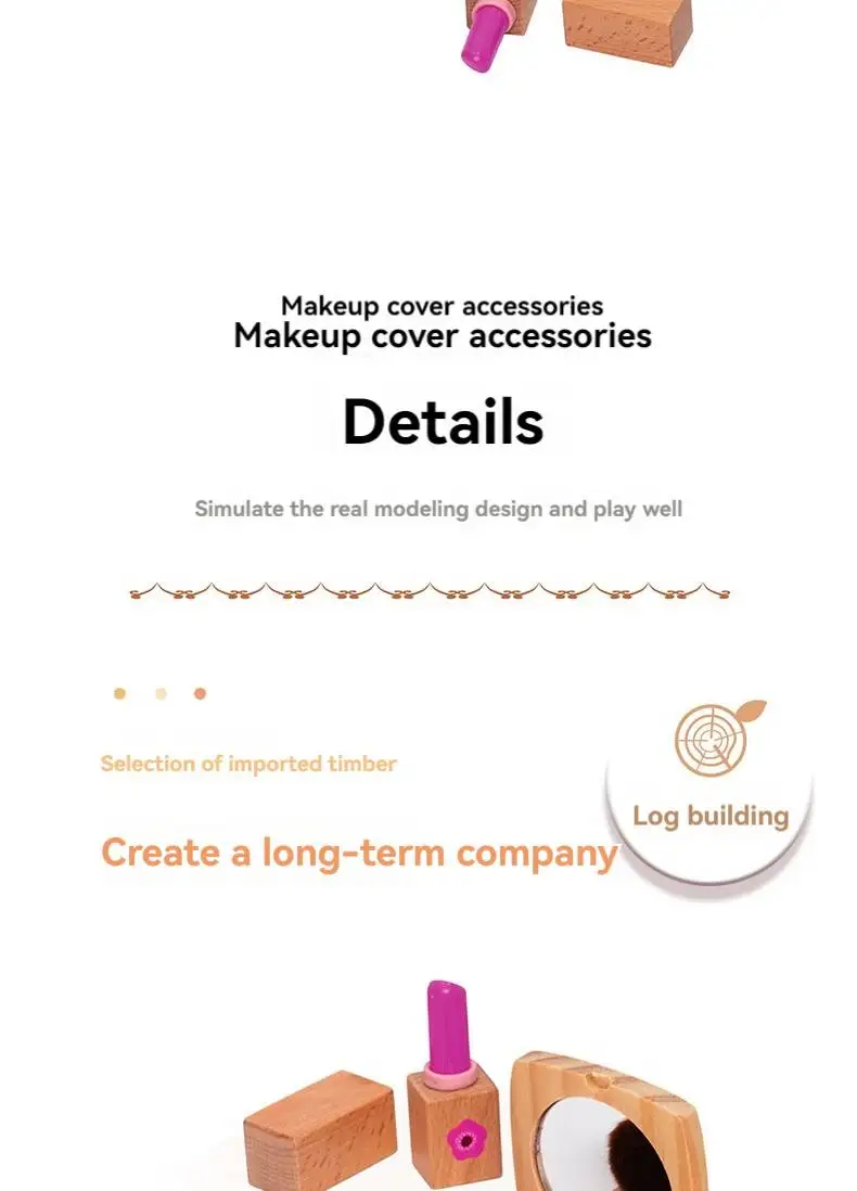 Giochi di finzione in legno Giocattoli per il trucco Simulazione Set di cosmetici Ragazze Giocano a parrucchiere Simulazione Make Up Giocattoli in età prescolare