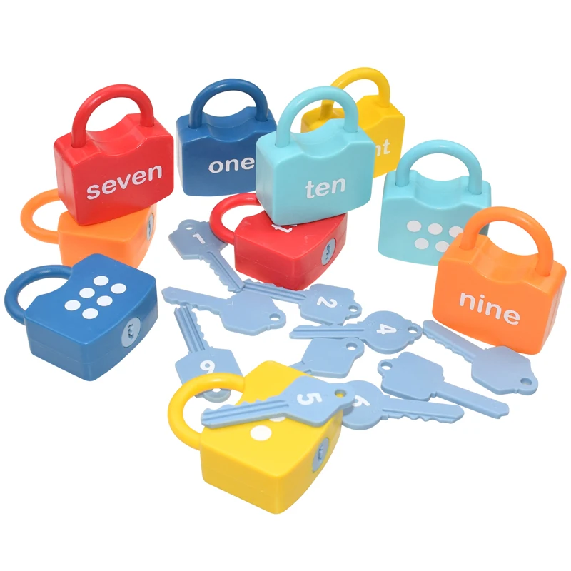 10PCS Per Bambini Alfabeto Blocco Chiave Giocattolo Set Serrature Per Auto Montessori Educativo Numero Corrispondenza Homeschool Matematica Giocattoli Del Bambino Parola Cognizione