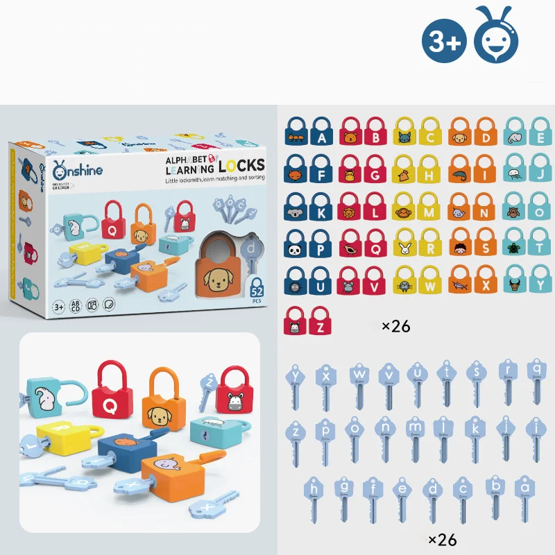 10PCS Per Bambini Alfabeto Blocco Chiave Giocattolo Set Serrature Per Auto Montessori Educativo Numero Corrispondenza Homeschool Matematica Giocattoli Del Bambino Parola Cognizione