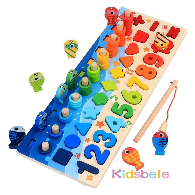 Bambini Montessori Matematica Giocattoli Per I Più Piccoli Educativi Puzzle Di Legno Giocattoli Da Pesca Conteggio Numero Forma Corrispondenza Selezionatore Giochi Giocattolo Da Tavolo