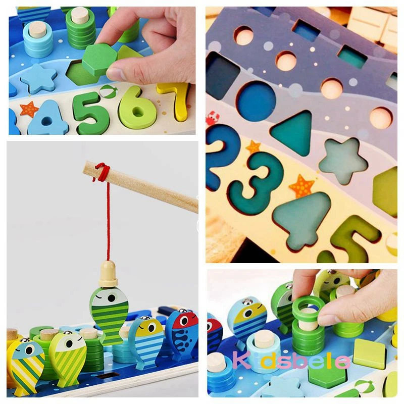 Bambini Montessori Matematica Giocattoli Per I Più Piccoli Educativi Puzzle Di Legno Giocattoli Da Pesca Conteggio Numero Forma Corrispondenza Selezionatore Giochi Giocattolo Da Tavolo