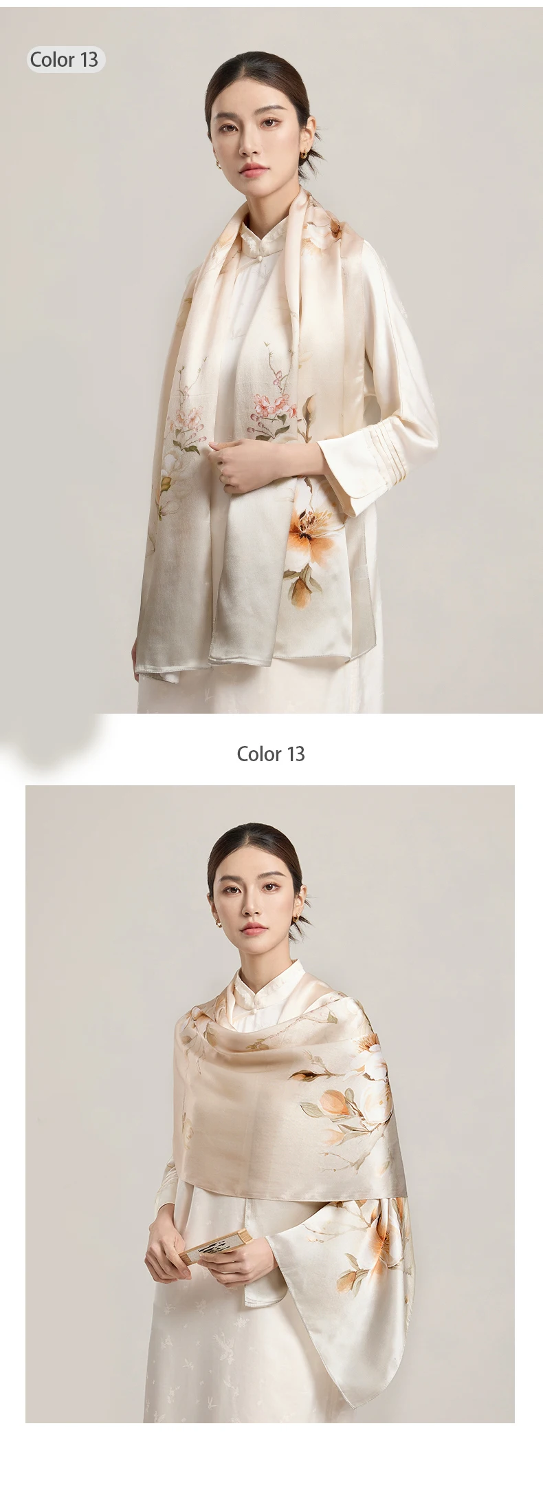 Sciarpa di seta da donna Sciarpe lunghe per la testa Scialli di seta di lusso al 100% Avvolge Sciarpa floreale 2025 Foulard con stampa Sciarpe di pura seta reale