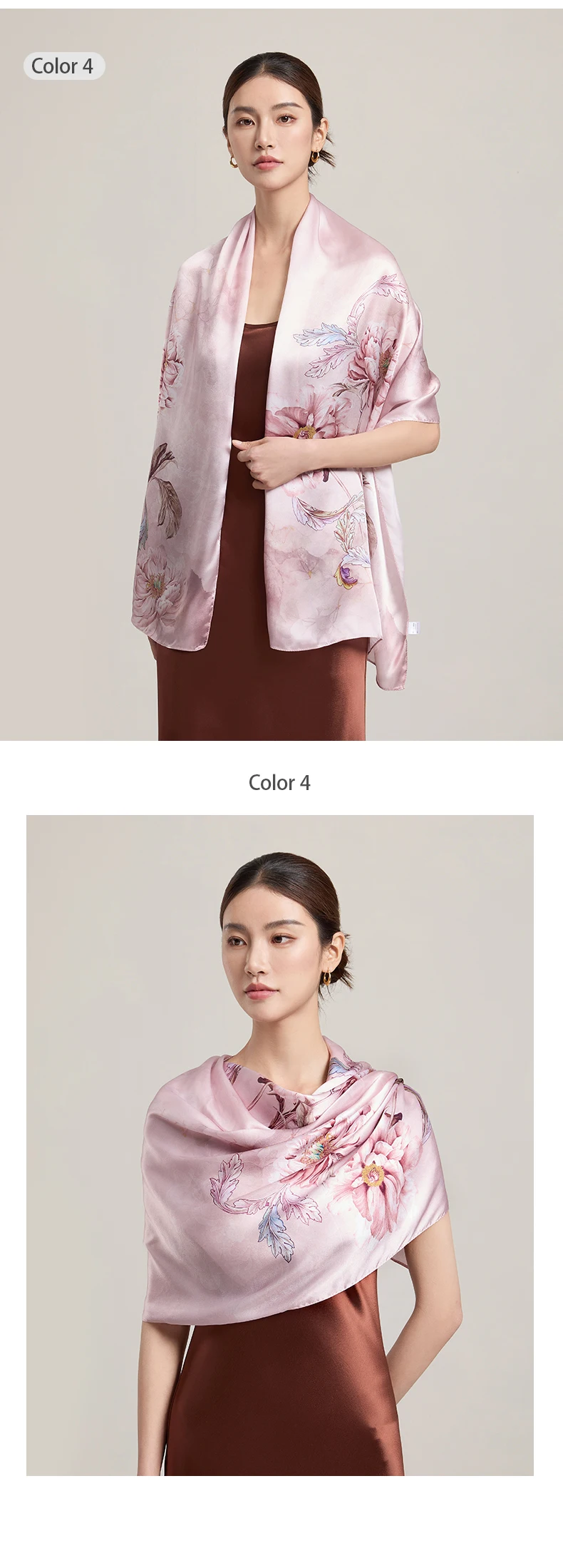 Sciarpa di seta da donna Sciarpe lunghe per la testa Scialli di seta di lusso al 100% Avvolge Sciarpa floreale 2025 Foulard con stampa Sciarpe di pura seta reale