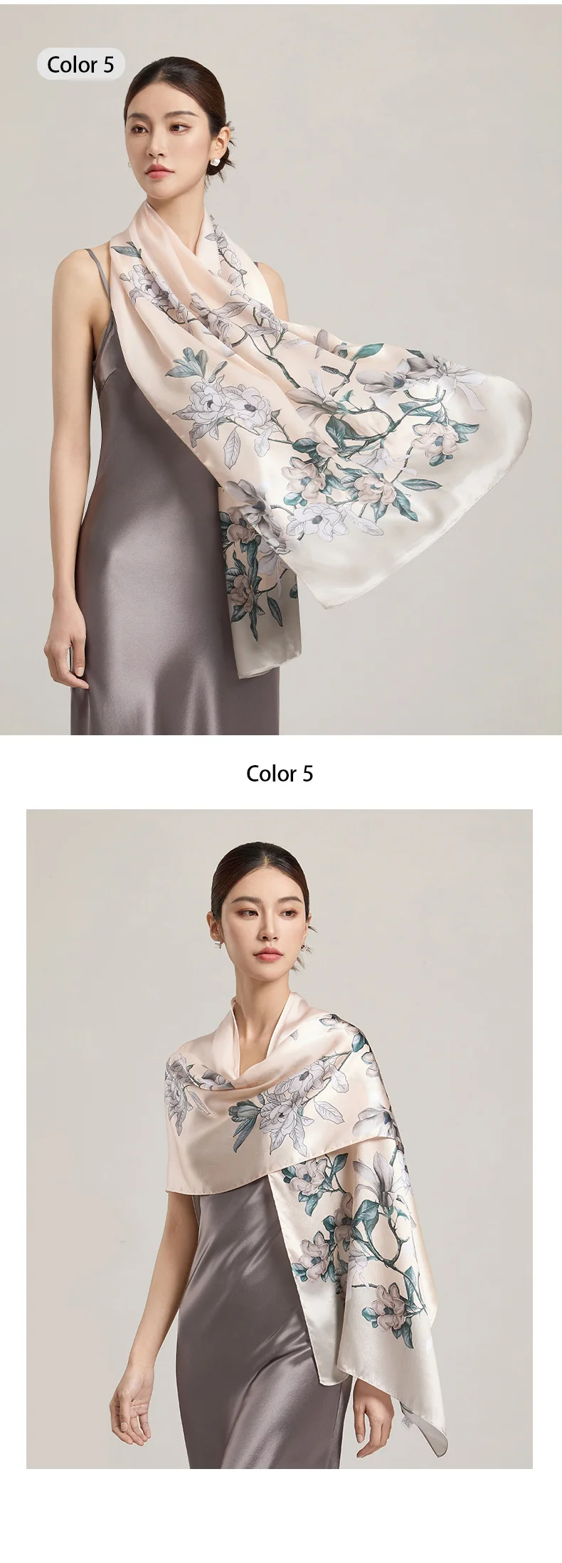 Sciarpa di seta da donna Sciarpe lunghe per la testa Scialli di seta di lusso al 100% Avvolge Sciarpa floreale 2025 Foulard con stampa Sciarpe di pura seta reale