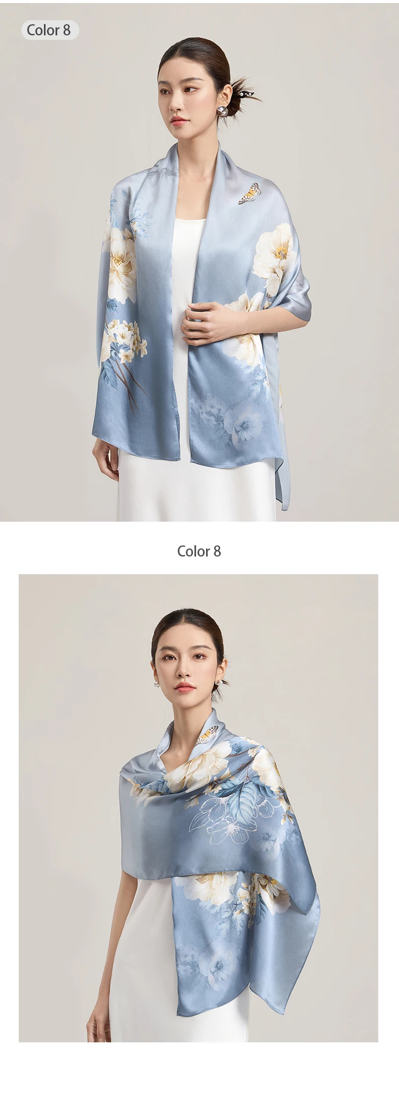 Sciarpa di seta da donna Sciarpe lunghe per la testa Scialli di seta di lusso al 100% Avvolge Sciarpa floreale 2025 Foulard con stampa Sciarpe di pura seta reale