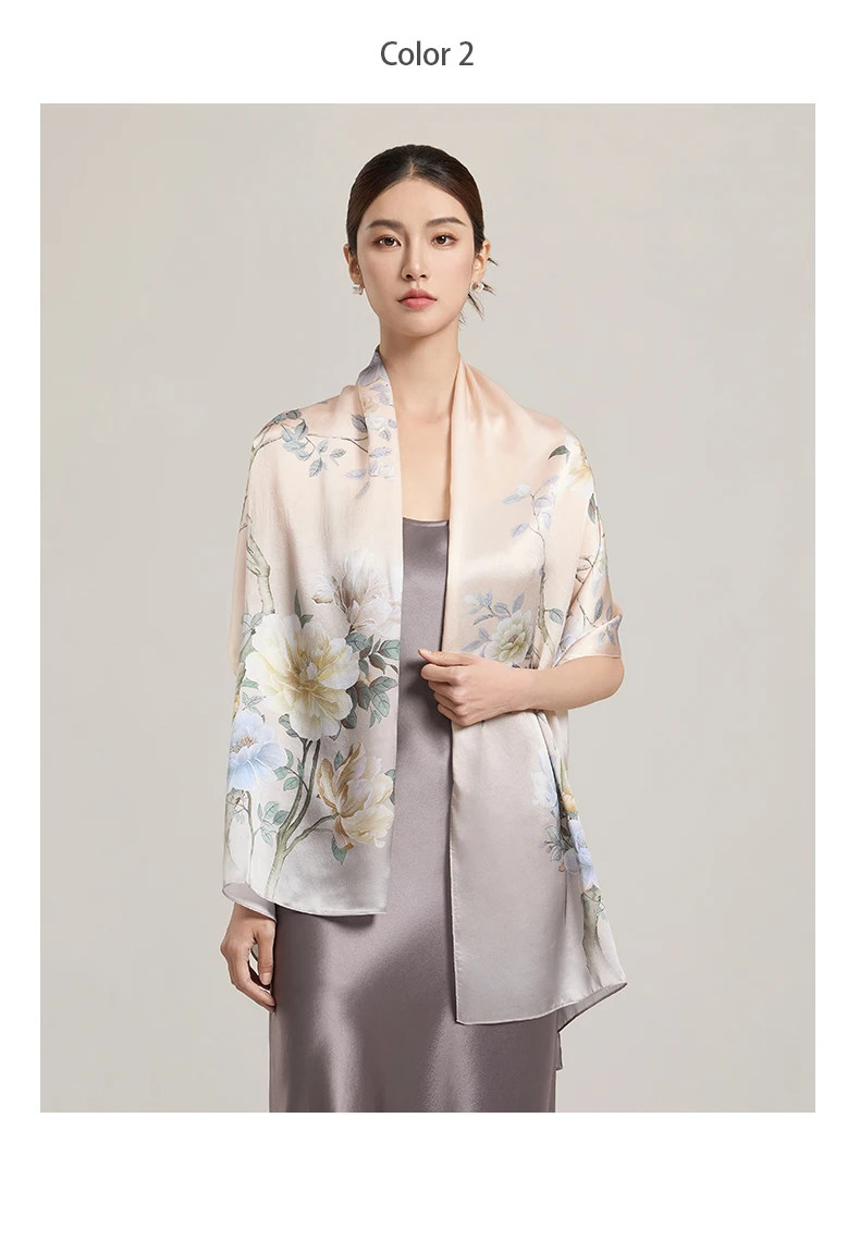 Sciarpa di seta da donna Sciarpe lunghe per la testa Scialli di seta di lusso al 100% Avvolge Sciarpa floreale 2025 Foulard con stampa Sciarpe di pura seta reale