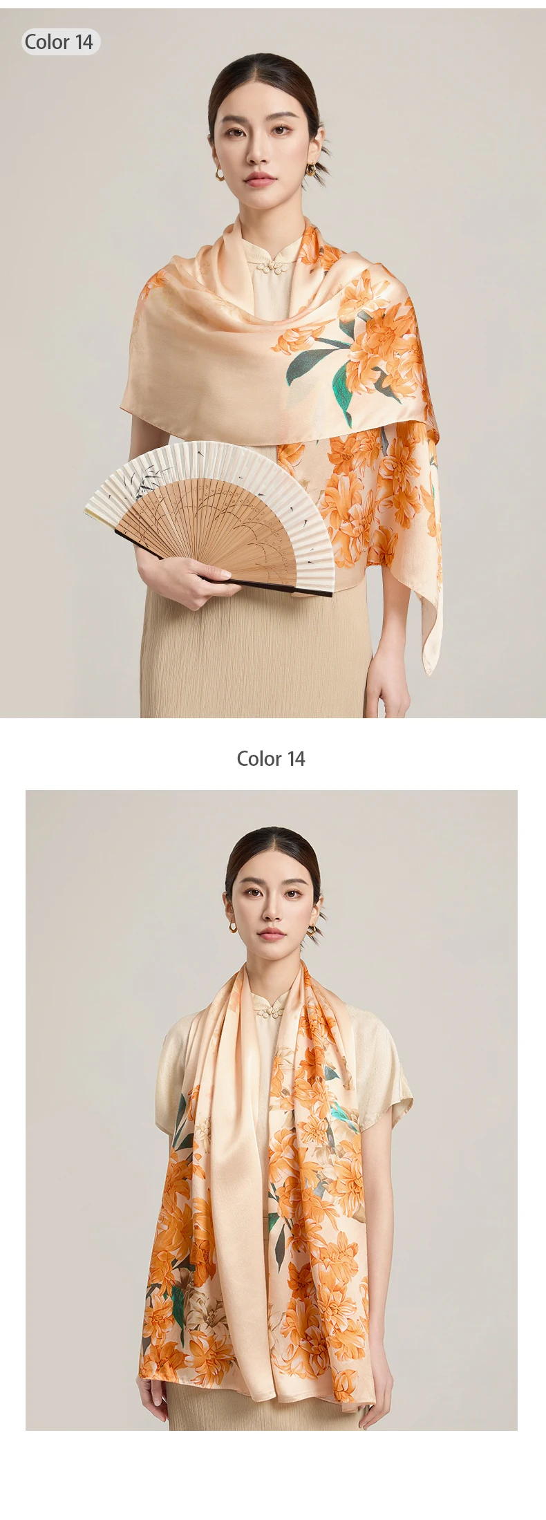 Sciarpa di seta da donna Sciarpe lunghe per la testa Scialli di seta di lusso al 100% Avvolge Sciarpa floreale 2025 Foulard con stampa Sciarpe di pura seta reale