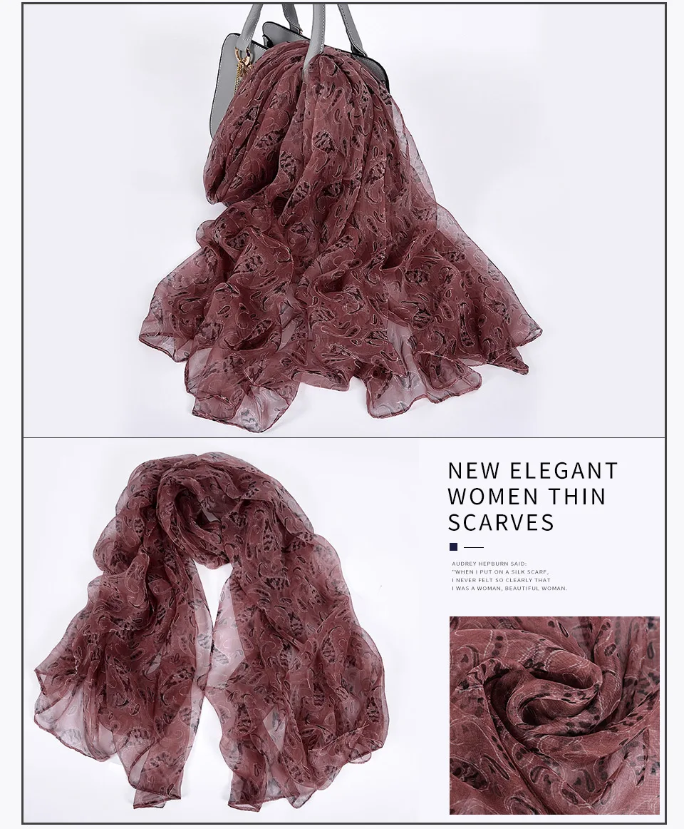 Sciarpa di seta lunga da donna in seta naturale al 100% Sciarpa di seta stampata moda femminile Sciarpa di seta taglie forti 180 * 105 cm per l'inverno, l'autunno