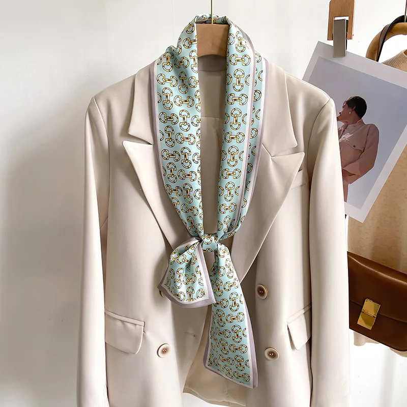 55 colori nuove donne seta stampata design sciarpa scialle moda lusso lungo stretto piccole sciarpe di seta signore fascia foulard