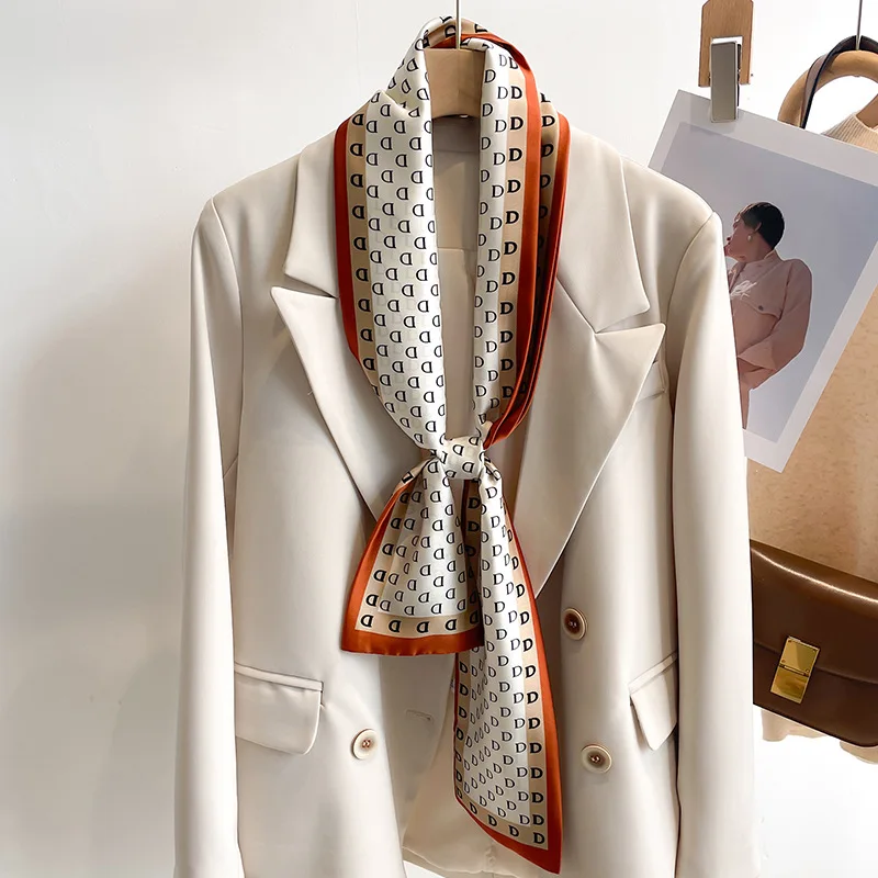 55 colori nuove donne seta stampata design sciarpa scialle moda lusso lungo stretto piccole sciarpe di seta signore fascia foulard