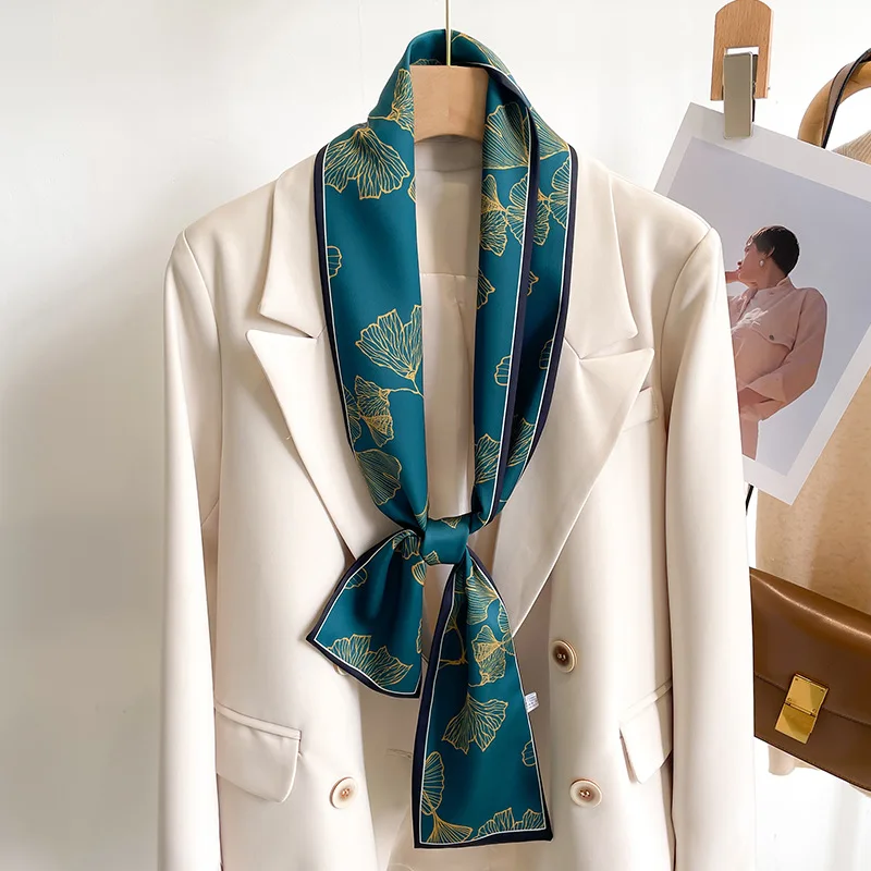 55 colori nuove donne seta stampata design sciarpa scialle moda lusso lungo stretto piccole sciarpe di seta signore fascia foulard