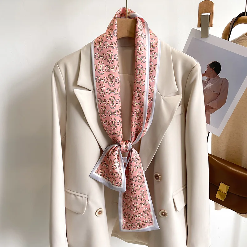 55 colori nuove donne seta stampata design sciarpa scialle moda lusso lungo stretto piccole sciarpe di seta signore fascia foulard