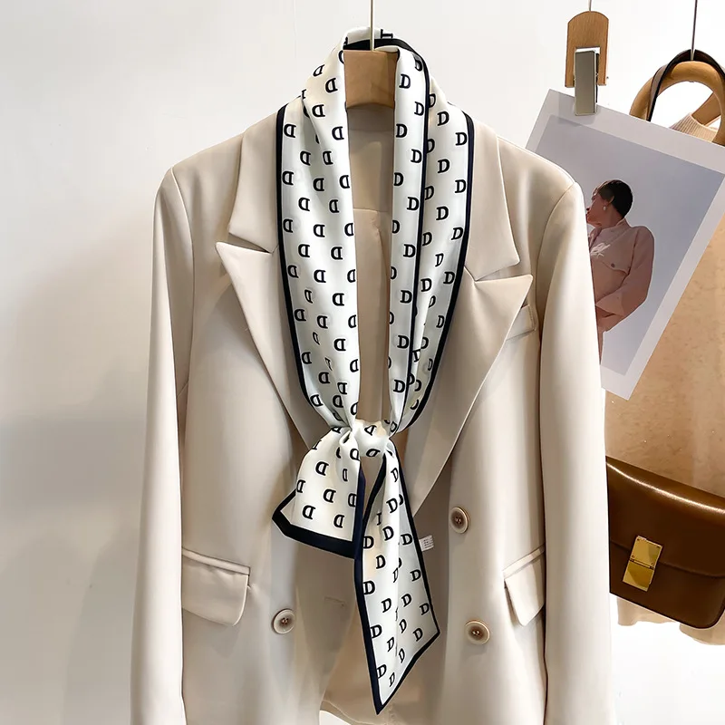 55 colori nuove donne seta stampata design sciarpa scialle moda lusso lungo stretto piccole sciarpe di seta signore fascia foulard