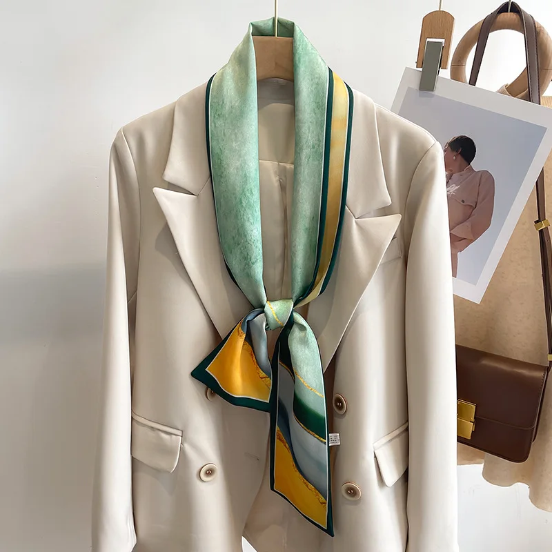 55 colori nuove donne seta stampata design sciarpa scialle moda lusso lungo stretto piccole sciarpe di seta signore fascia foulard