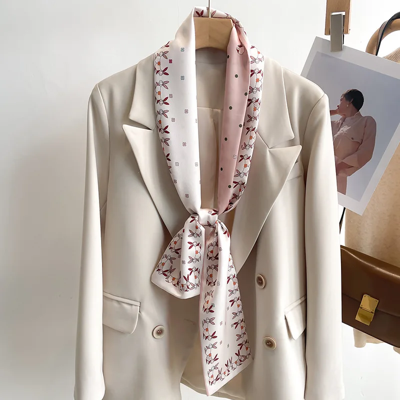 55 colori nuove donne seta stampata design sciarpa scialle moda lusso lungo stretto piccole sciarpe di seta signore fascia foulard