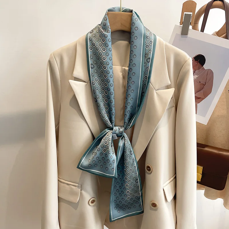55 colori nuove donne seta stampata design sciarpa scialle moda lusso lungo stretto piccole sciarpe di seta signore fascia foulard