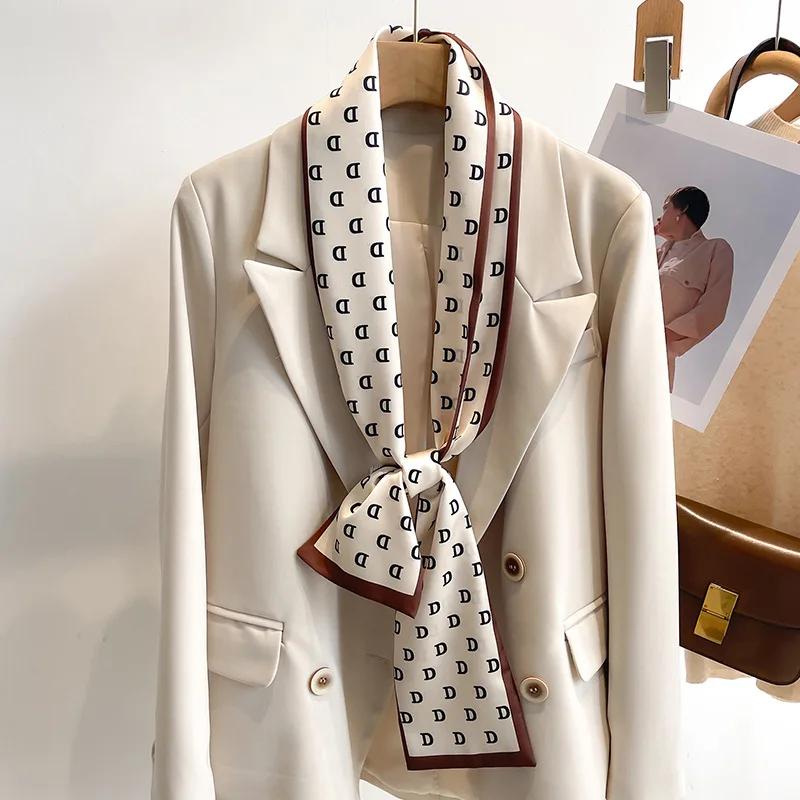 55 colori nuove donne seta stampata design sciarpa scialle moda lusso lungo stretto piccole sciarpe di seta signore fascia foulard