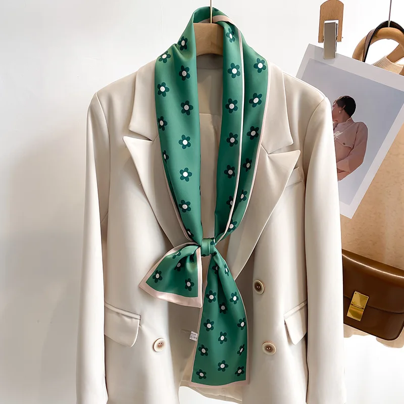 55 colori nuove donne seta stampata design sciarpa scialle moda lusso lungo stretto piccole sciarpe di seta signore fascia foulard
