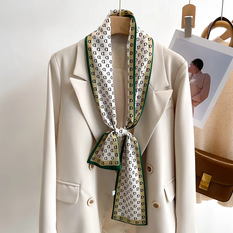 55 colori nuove donne seta stampata design sciarpa scialle moda lusso lungo stretto piccole sciarpe di seta signore fascia foulard