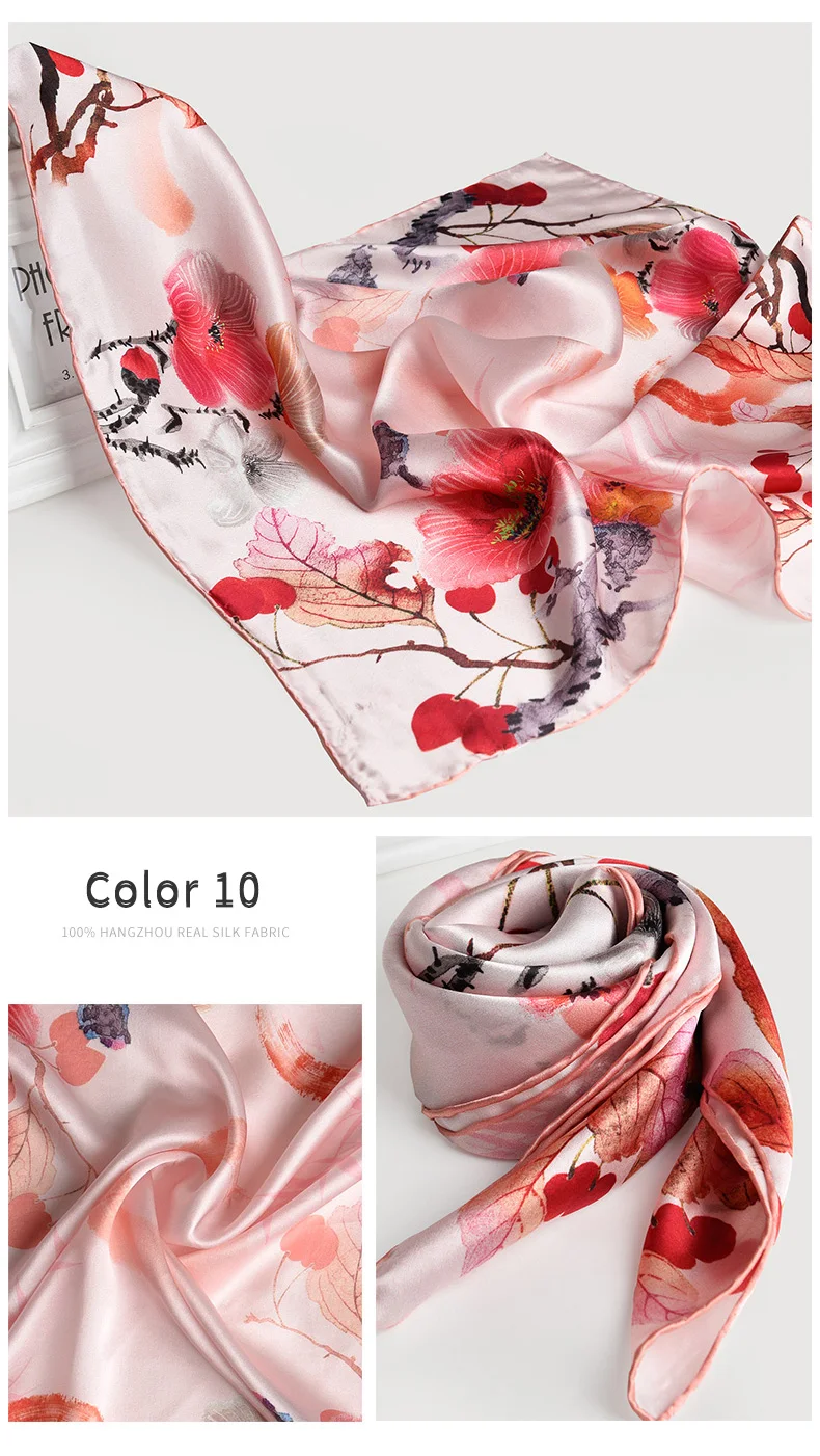 Sciarpa di seta naturale al 100% per le donne stampa fazzoletto da collo quadrato in seta Echarpe Femme sciarpa per la testa sciarpa per capelli in pura seta Bandana 65x65cm Sciarpa di seta naturale al 100% per le donne stampa fazzoletto da collo quadrato in seta Echarpe Femme sciarpa per la testa sciarpa per capelli in pura seta Bandana 65x65cm