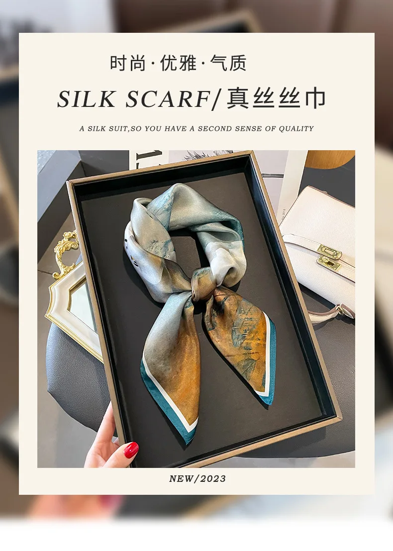 Sciarpa quadrata in seta naturale al 100% Fascia per capelli da donna Foulard Sciarpe Bandana di alta qualità Fazzoletto da collo femminile Fazzoletto da collo Scialle avvolgente Sciarpa quadrata in seta naturale al 100% Fascia per capelli da donna Foulard Sciarpe Bandana di alta qualità Fazzoletto da collo femminile Fazzoletto da collo Scialle avvolgente