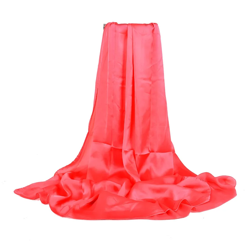 [BYSIFA] Sciarpa di seta cinese Inverno Donna Sciarpa lunga in raso Scialle di lusso Vino rosso Sciarpe Semplice musulmano Sciarpa semplice 180 * 90 cm