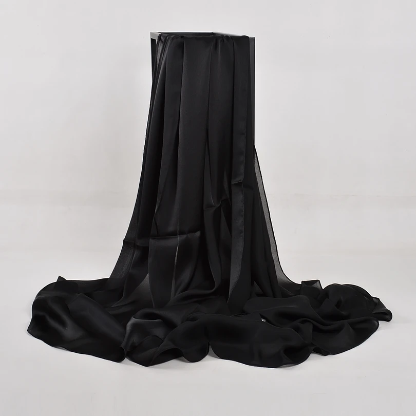 [BYSIFA] Sciarpa di seta cinese Inverno Donna Sciarpa lunga in raso Scialle di lusso Vino rosso Sciarpe Semplice musulmano Sciarpa semplice 180 * 90 cm