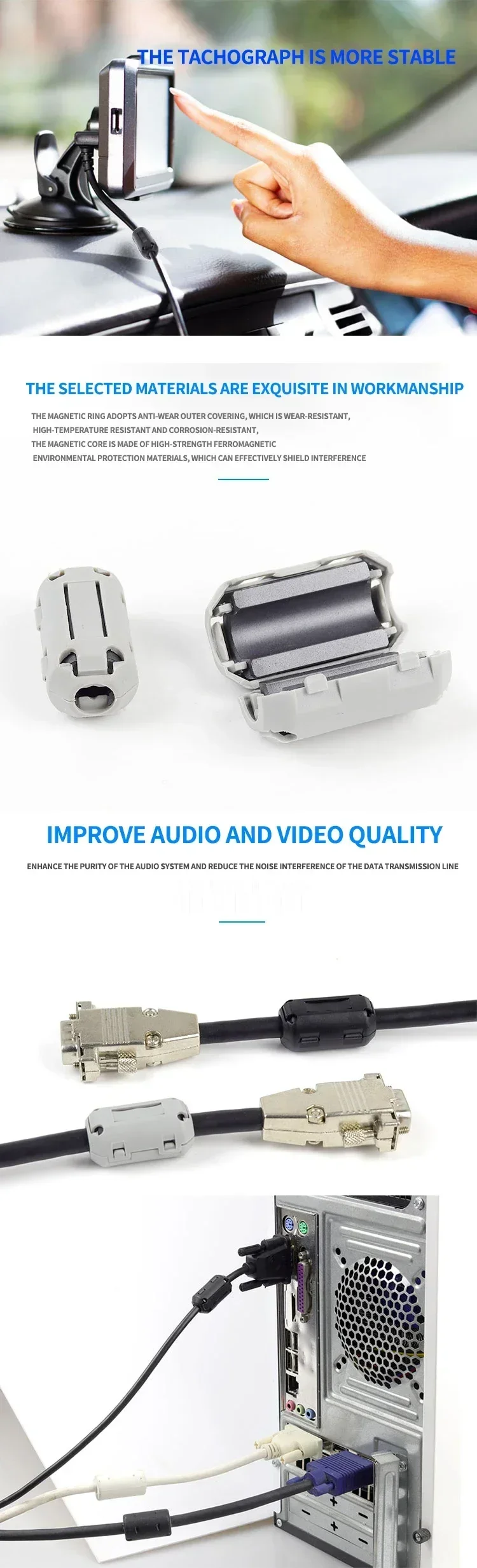 20 pz 3.5/5/7/9mm filtro in ferrite nucleo toroidale perline di ferrite clip estrangulamento EMI RFI filtro antirumore clip per cavo USB/video cavo di alimentazione 20 pz 3.5/5/7/9mm filtro in ferrite nucleo toroidale perline di ferrite clip estrangulamento EMI RFI filtro antirumore clip per cavo USB/video cavo di alimentazione