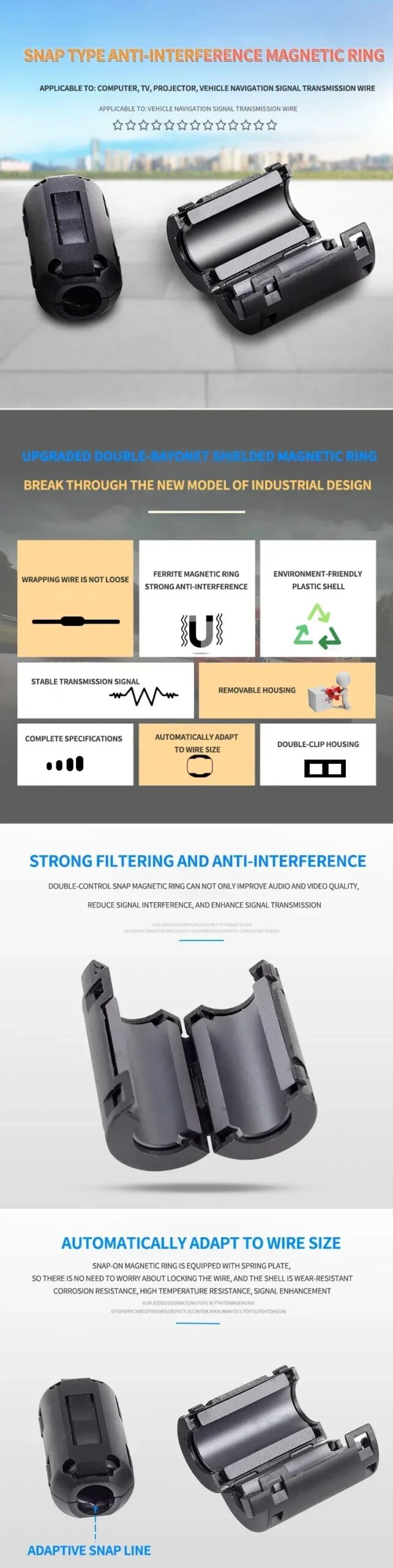 20 pz 3.5/5/7/9mm filtro in ferrite nucleo toroidale perline di ferrite clip estrangulamento EMI RFI filtro antirumore clip per cavo USB/video cavo di alimentazione 20 pz 3.5/5/7/9mm filtro in ferrite nucleo toroidale perline di ferrite clip estrangulamento EMI RFI filtro antirumore clip per cavo USB/video cavo di alimentazione