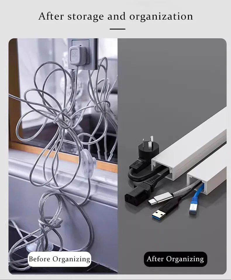 50/100 centimetri Cavi Coperture Cavo Hider TV Gestione dei cavi Coperture Cavi Condotti di cablaggio PVC Trunking Canale Manicotti per cavi supporto