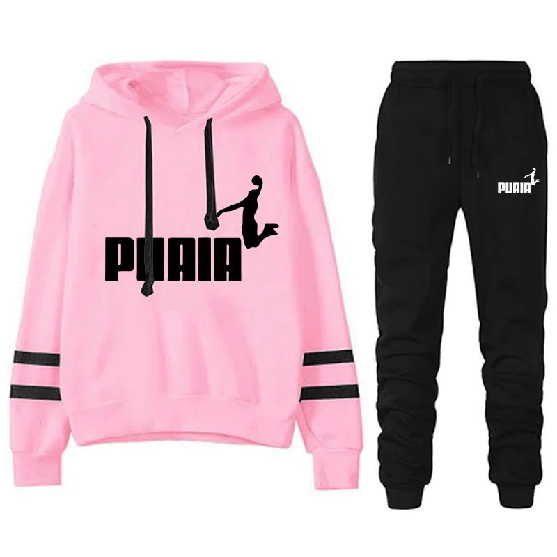 Tuta da jogging da donna Tuta sportiva da donna casual Allentata e confortevole Felpa con cappuccio a righe quotidiana 2025 Set da due pezzi Set coordinati