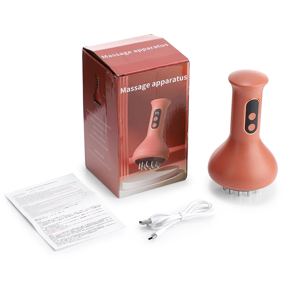 Massaggiatore raschiante ricaricabile Vibrazione Impacco caldo Spazzola meridiana Modellamento del corpo Disintossicazione linfatica Dragaggio Bruciare i grassi