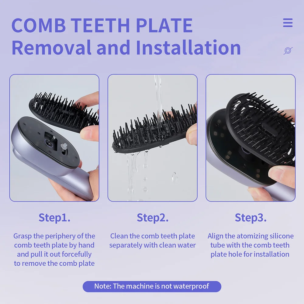 Cura dei capelli Spray Massaggio Pettine Vibrazione Massaggio del cuoio capelluto Spazzola per capelli Testa Massaggiatore Spruzzatore per capelli Spazzola atomizzatrice Applicatore di olio per capelli