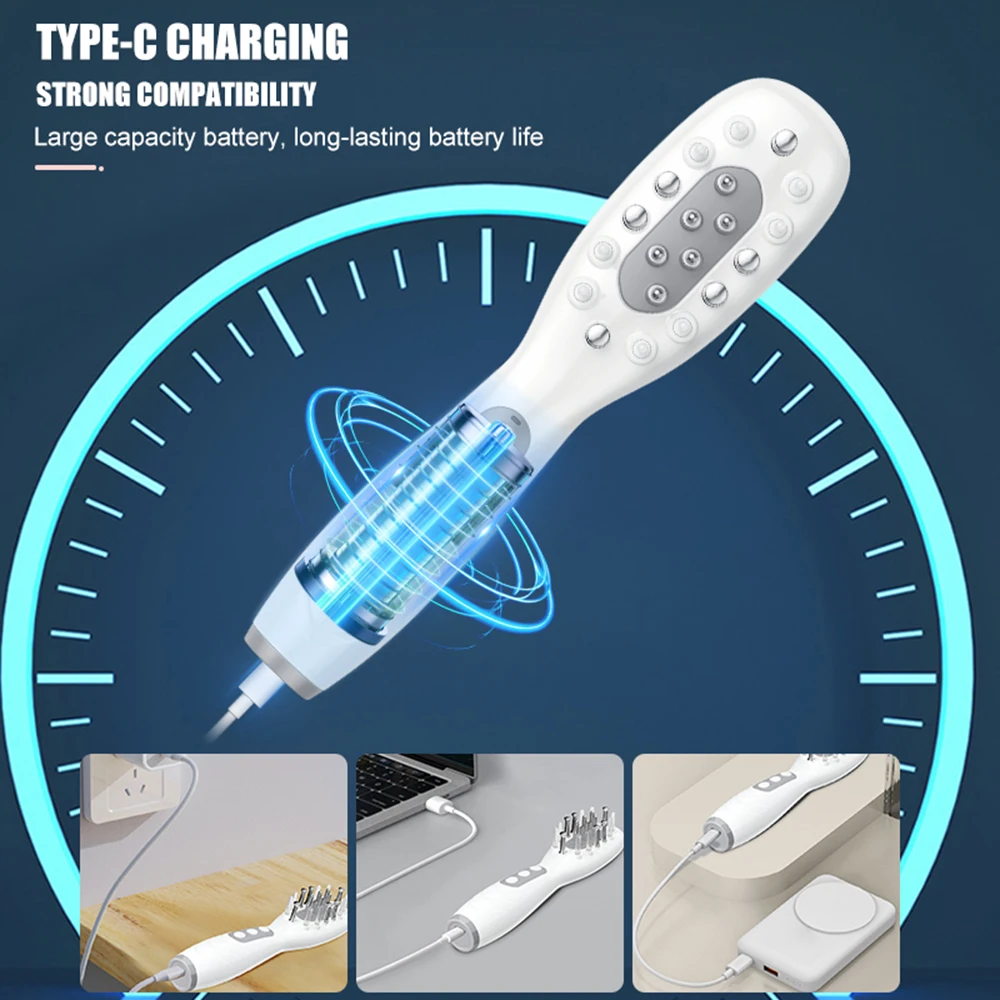 Pettine elettrico per la crescita dei capelli Applicatore di olio Rosso Blu LED Vibrazione Testa Spazzola per massaggio Pettine EMS Stimola il cuoio capelluto Anti-perdita di capelli Pettine elettrico per la crescita dei capelli Applicatore di olio Rosso Blu LED Vibrazione Testa Spazzola per massaggio Pettine EMS Stimola il cuoio capelluto Anti-perdita di capelli