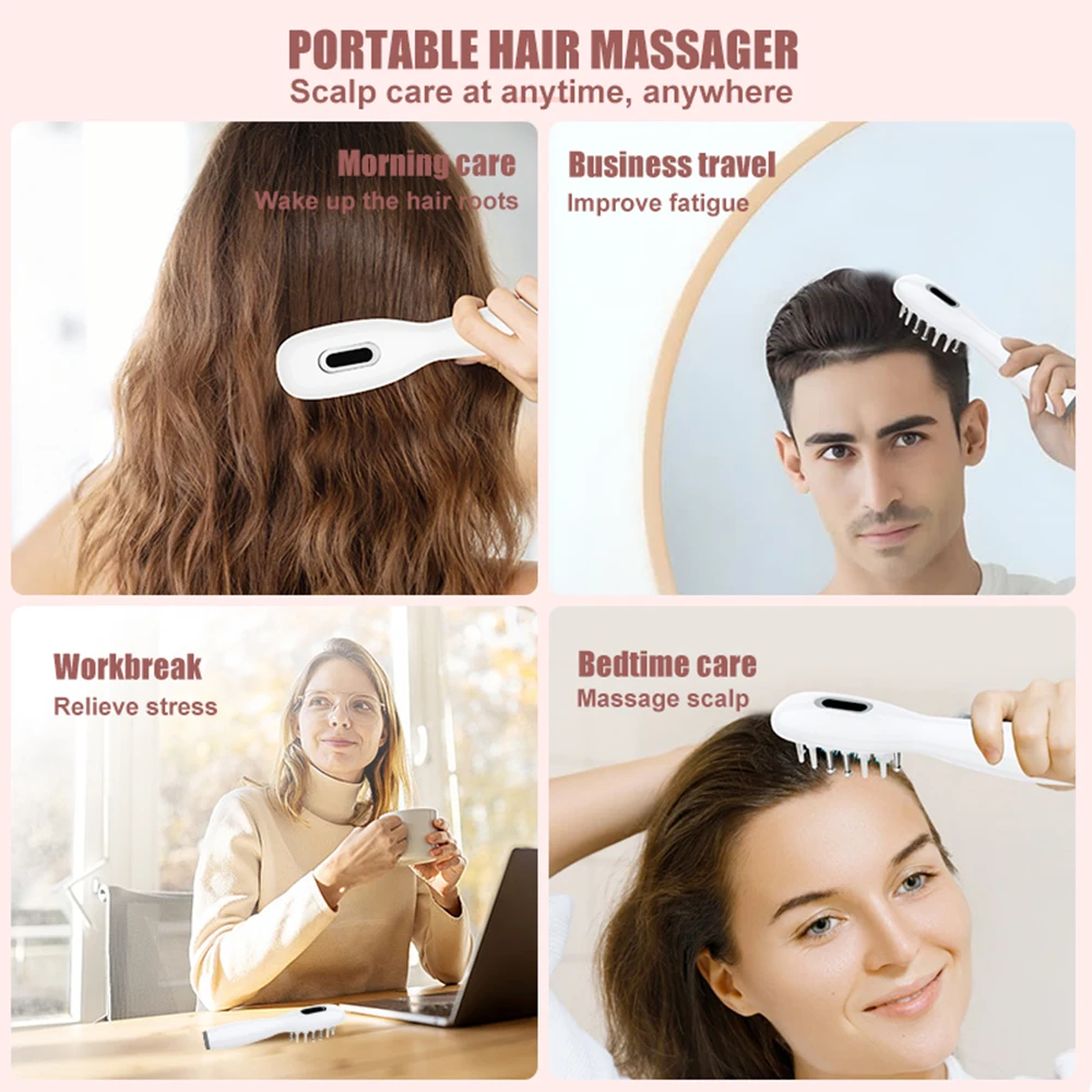 Pettine elettrico per la crescita dei capelli Applicatore di olio Rosso Blu LED Vibrazione Testa Spazzola per massaggio Pettine EMS Stimola il cuoio capelluto Anti-perdita di capelli