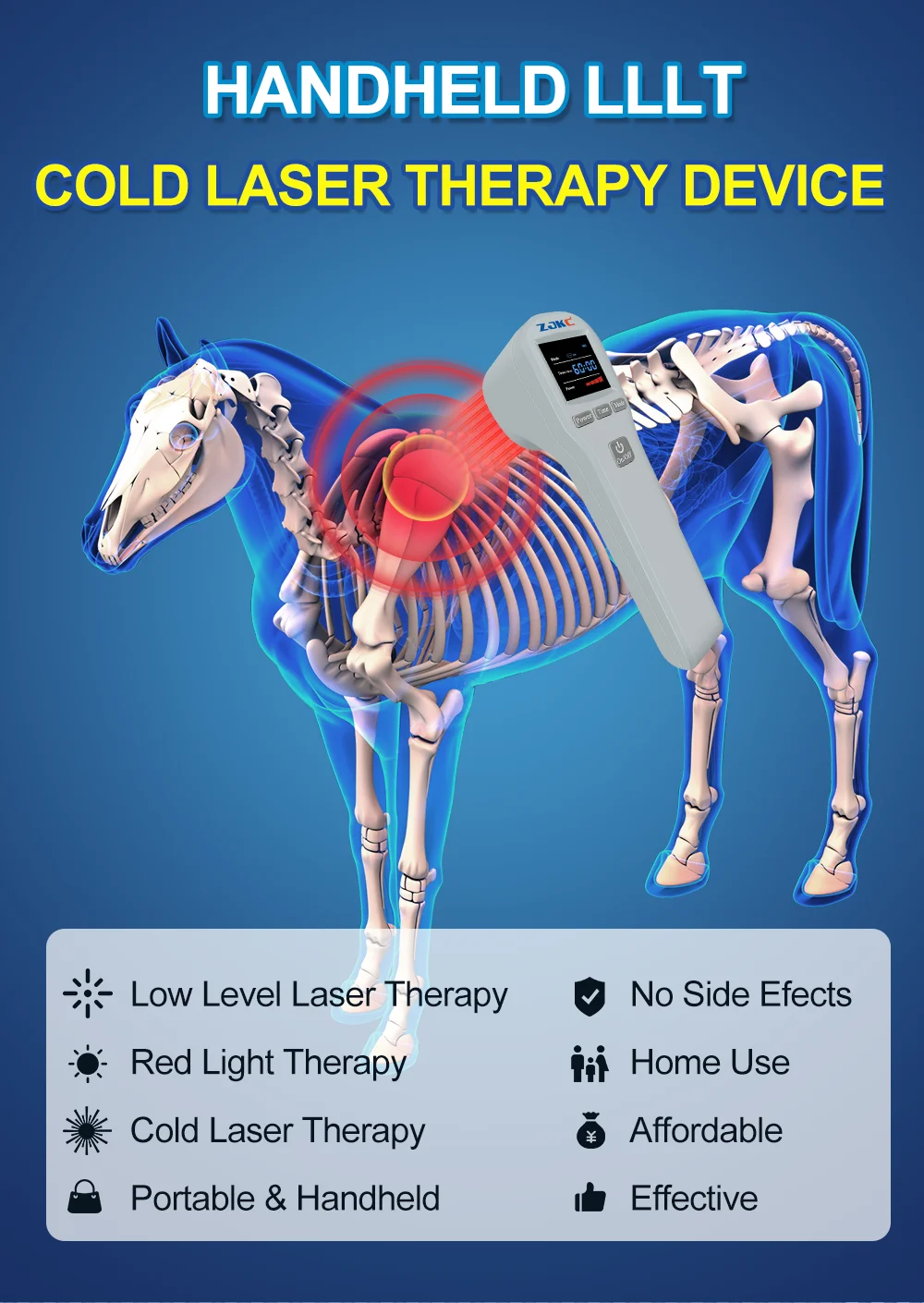 ZJKC Dispositivo professionale per terapia laser fredda per fisioterapia antidolore per lesioni alle ferite di cani e gatti da compagnia 650nm 808nm Palmare domestico