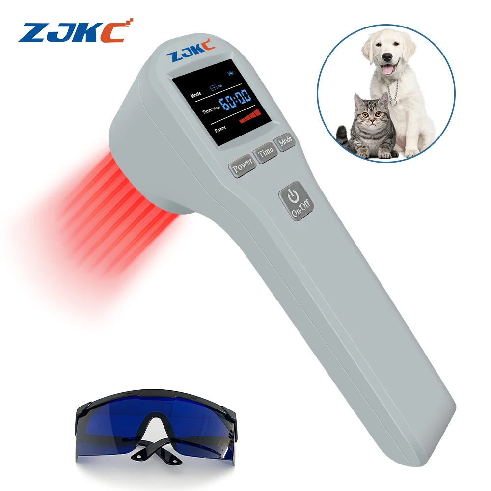 ZJKC Dispositivo professionale per terapia laser fredda per fisioterapia antidolore per lesioni alle ferite di cani e gatti da compagnia 650nm 808nm Palmare domestico