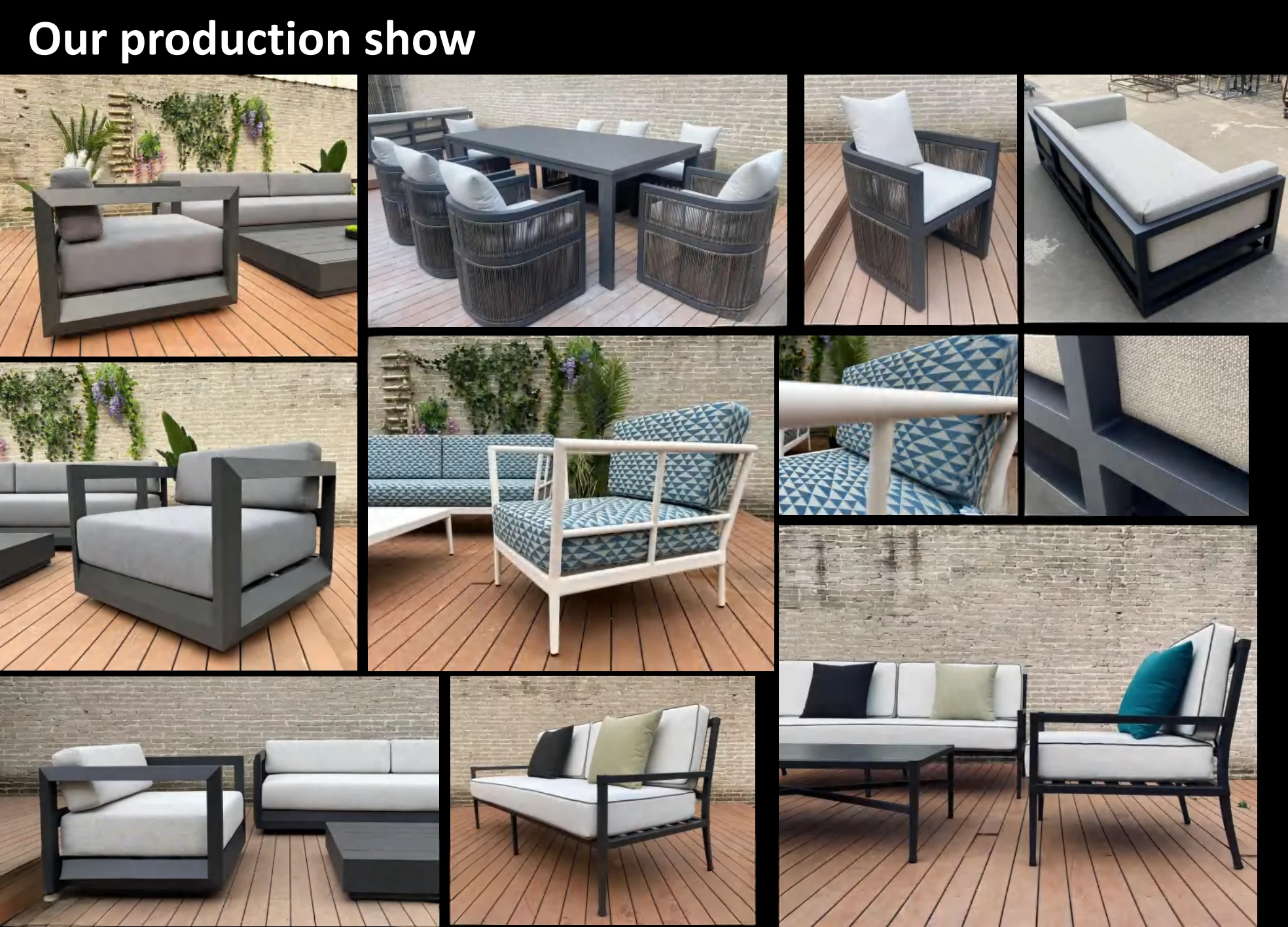 Mobili da giardino in alluminio Comodi cuscini imbottiti spessi Set di divani in stile ad asciugatura rapida per giardino, soggiorno, cortile