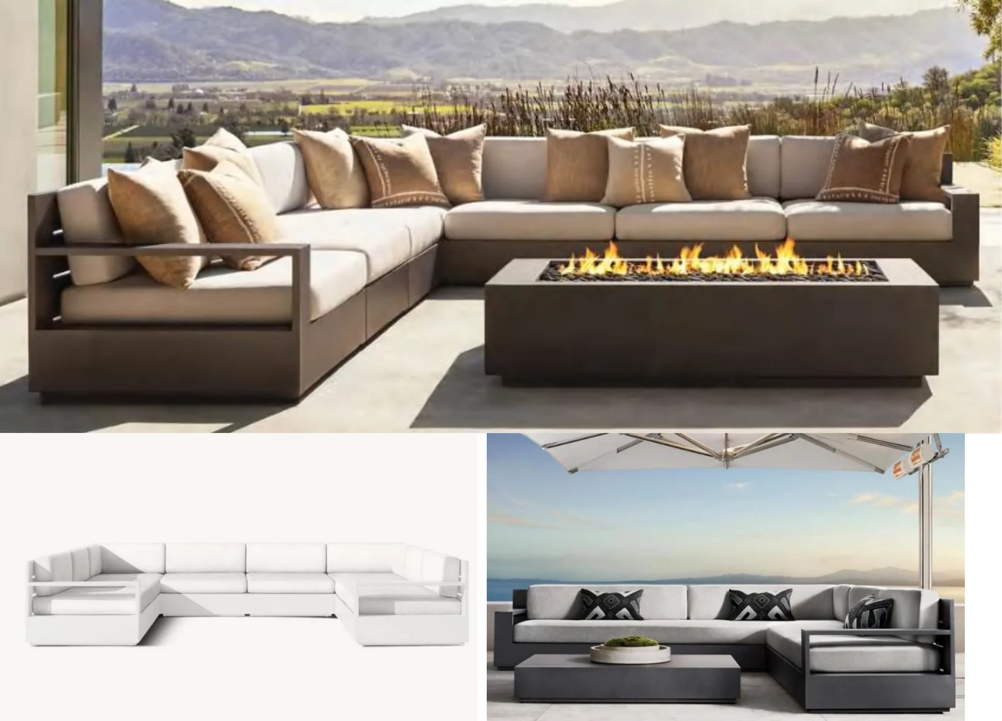 Mobili da giardino in alluminio Comodi cuscini imbottiti spessi Set di divani in stile ad asciugatura rapida per giardino, soggiorno, cortile