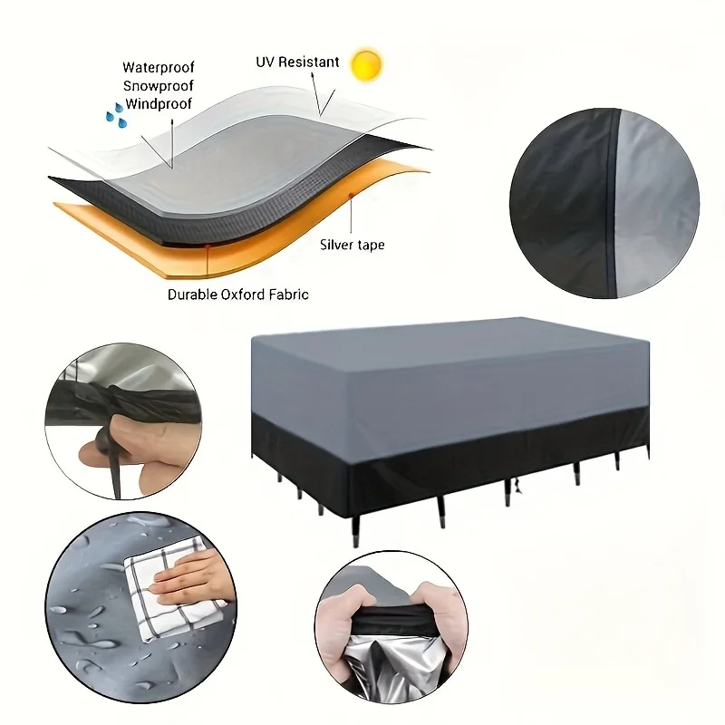 Fodera per sedia da tavolo quadrata da giardino in tessuto Oxford 210D Set di divani da patio Fodera per mobili di alta qualità Vale la pena acquistare